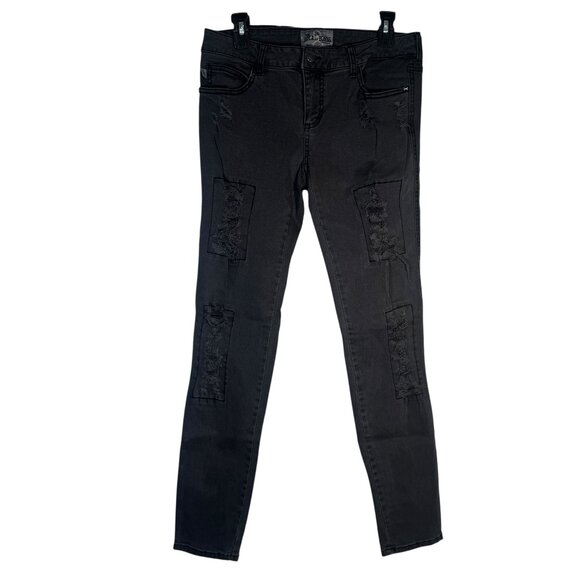 Royal Bones Gray Distressed Skinny Jeans Pants Goth Punk Emo Metal Hot Topic 9 - Picture 1 of 6